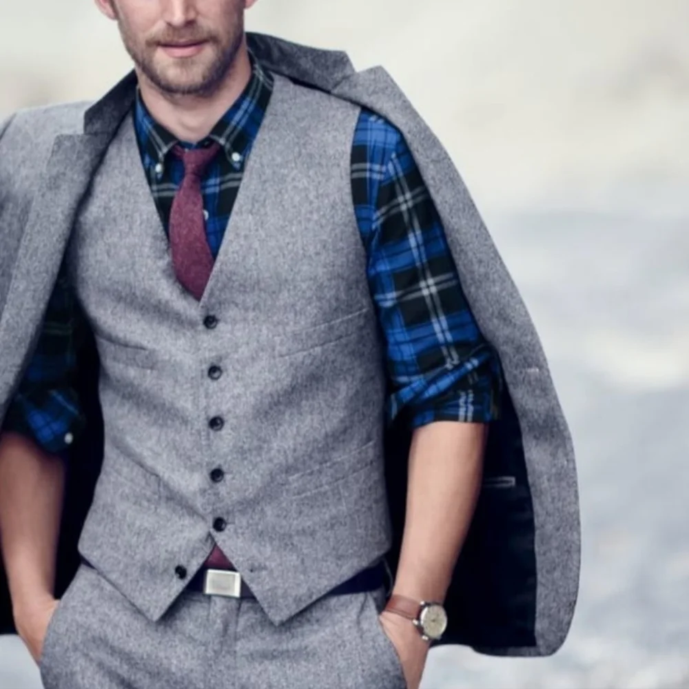J. Crew Vitale Barberis Canonico Gray Wool Vest